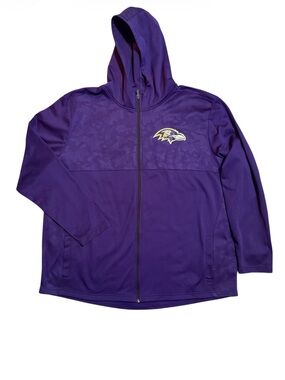 Baltimore Ravens Purple Full-Zip Hoodie Jacket Size 4X Pockets Stretch
